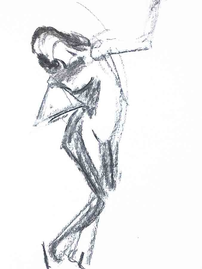 Dessin au fusain, modèle vivant